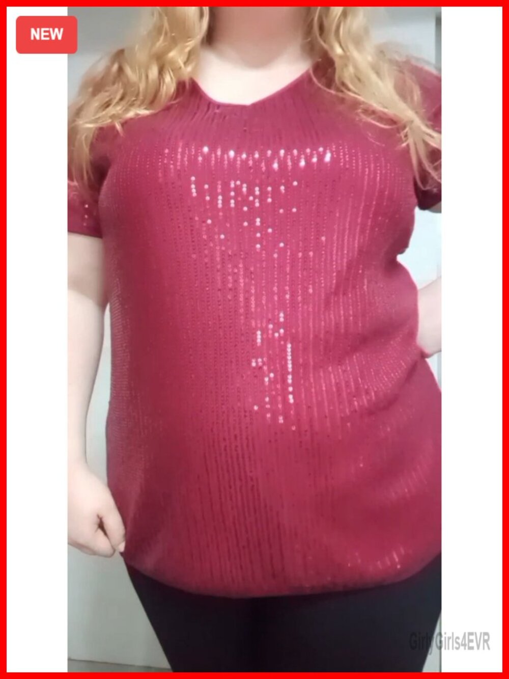 Plus Size Sequin Tunic Short Sleeve V-Neck Party Sparkly Top - Picture 6 of 6